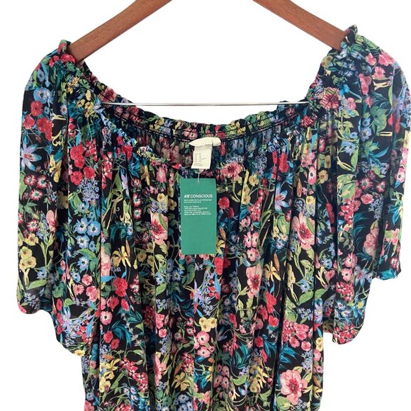 H & M Women's Floral Thin Shift Dress Swim Cover Up Size XL New with Tags - Picture 3 of 7